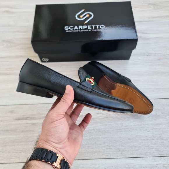 Black Men's Genuine Leather Loafer - Picture 2 of 4